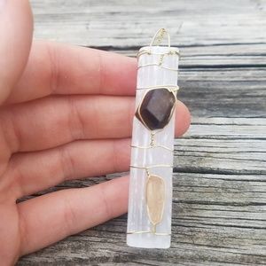 Wire wrapped Selenite Pendant